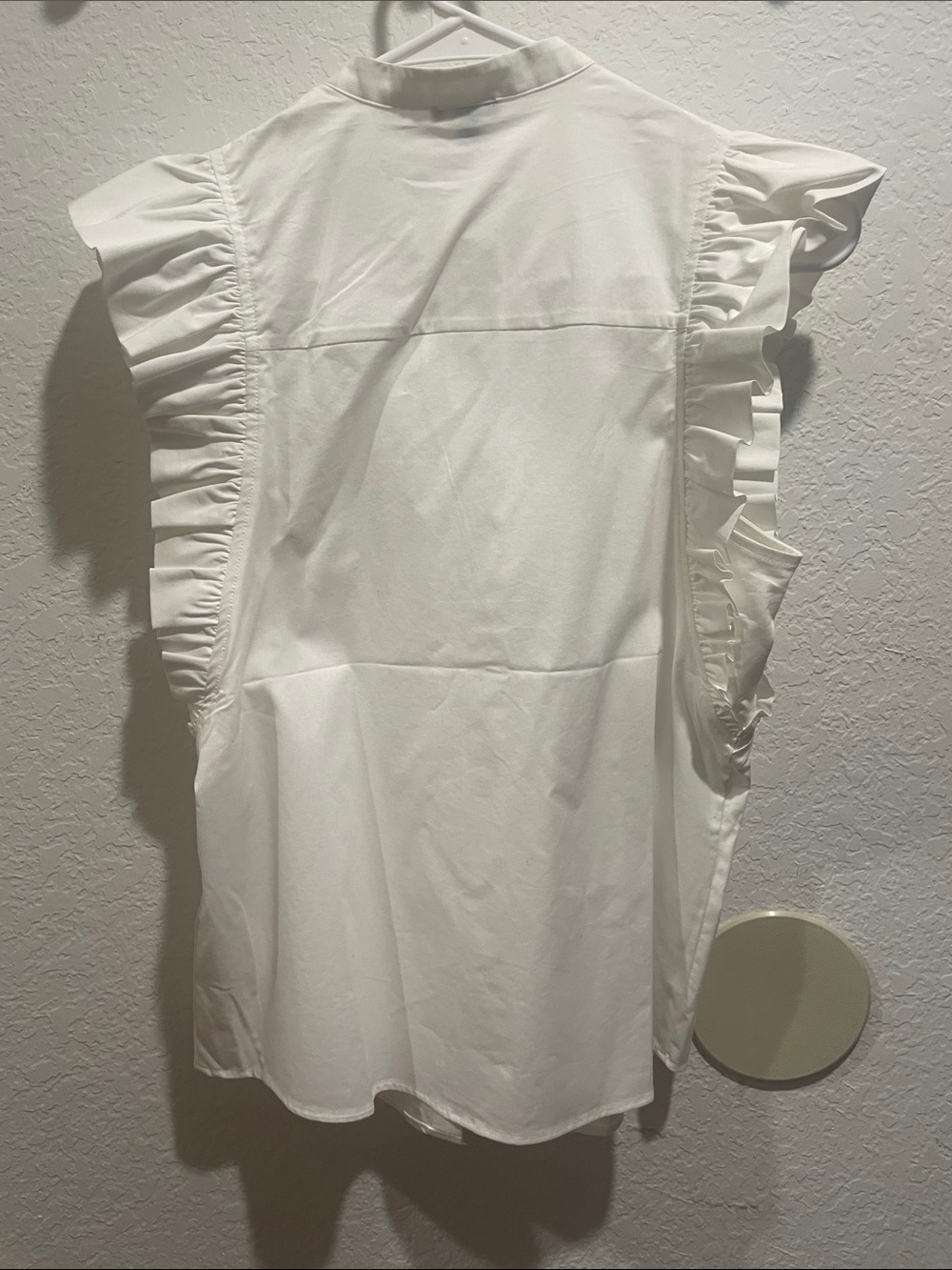 Express White Ruffle Sleeve Button-Front Blouse - Picture 3 of 5